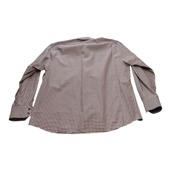 Maker & Company Men's XL Maroon White Check 100% Cotton Collared Button Dow - Picture 2 of 7